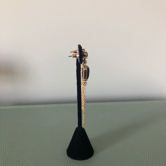 14th & Union Clear-Black-Gold long earrings - NEW - Picture 5 of 7